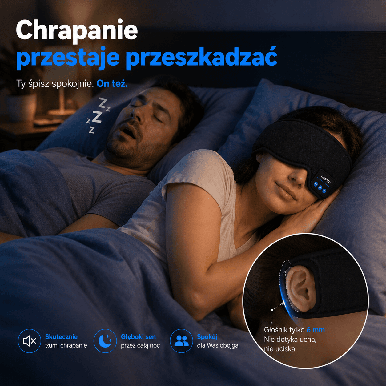 Quieto SleepBand - Zaśnij mimo Chrapania i Hałasu